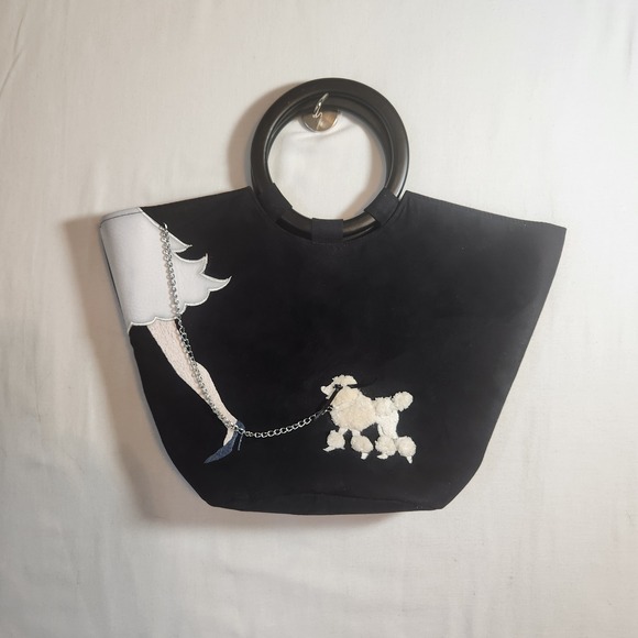 Cocoon Handbags - Cocoon Black Poodle Walker Tote Bag Ring Handle Novelty 50s Style Handbag